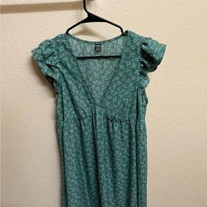 SHEIN Green Floral Midi Dress